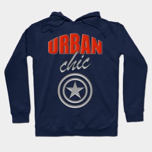 Urban Chic Fiery Orange-Red And Metallic Silver Logo-Style Design Hoodie